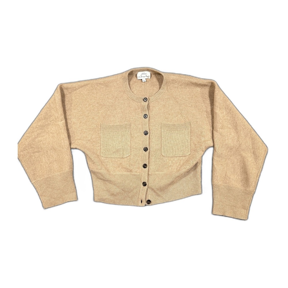 J.Crew 75 Spring Street Cashmere Cardigan Sweater Tan L Dolman Sleeve Pockets